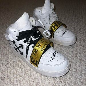 Nike Kids White and Gold High-Top Sneakers